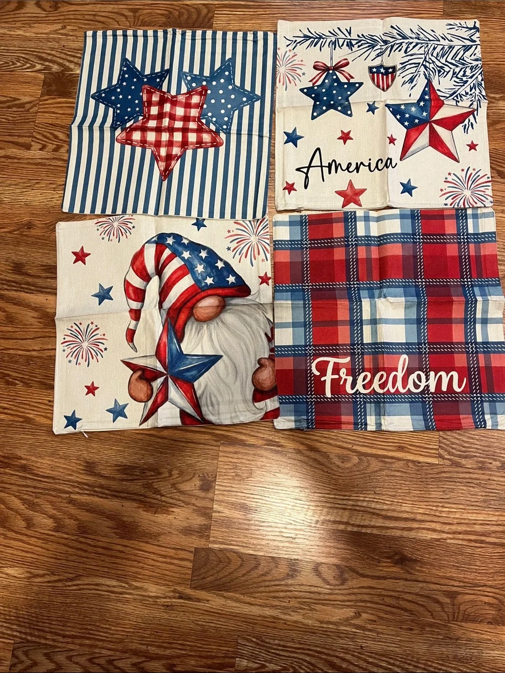 Patriotic Red, White & Blue Home Holiday Decorative Pillow Covers